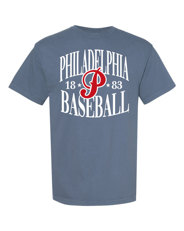 Philadelphia Baseball 1883 (Washed Denim Comfort Color T-Shirt)