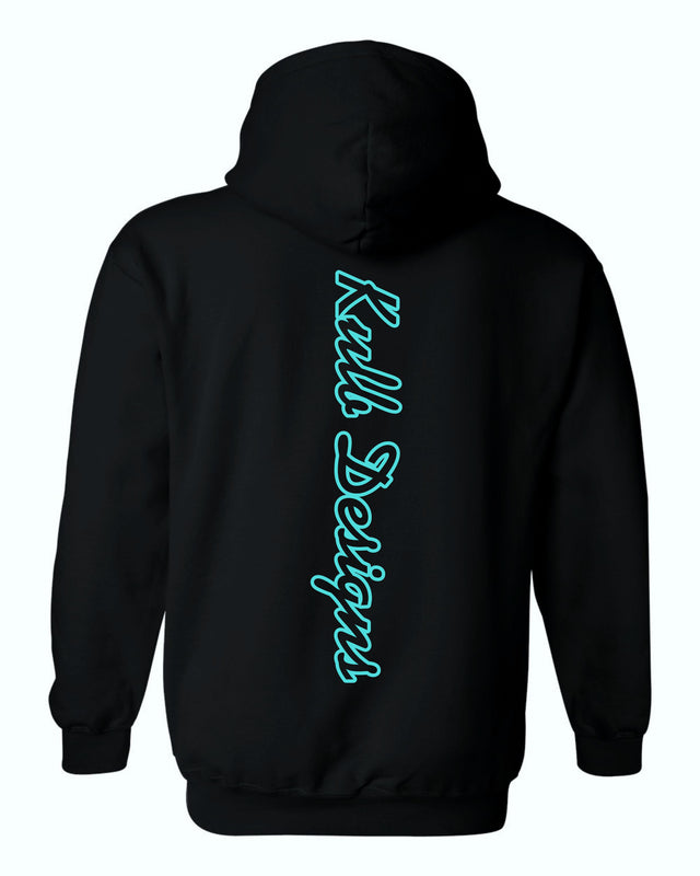 Man I need - Black Hoodie (Turquoise and Pink)