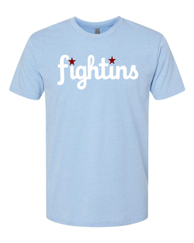Cursive Fightins' (Light Blue T-Shirt)