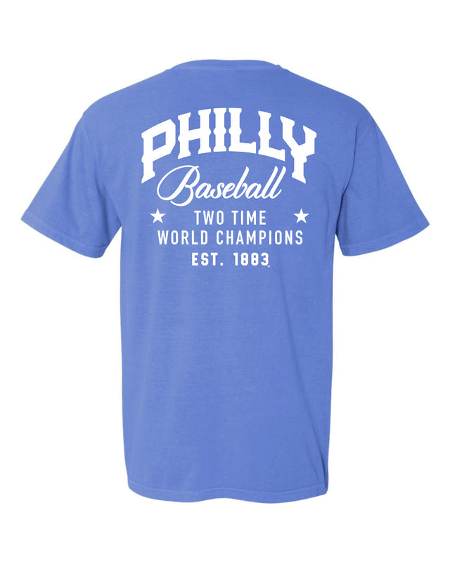 Philadelphia Baseball 2X WORLD CHAMPS (COMFORT COLOR FLO BLUE T-SHIRT)