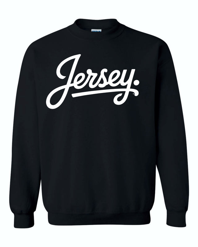 Jersey Cursive Crew - Black Crewneck